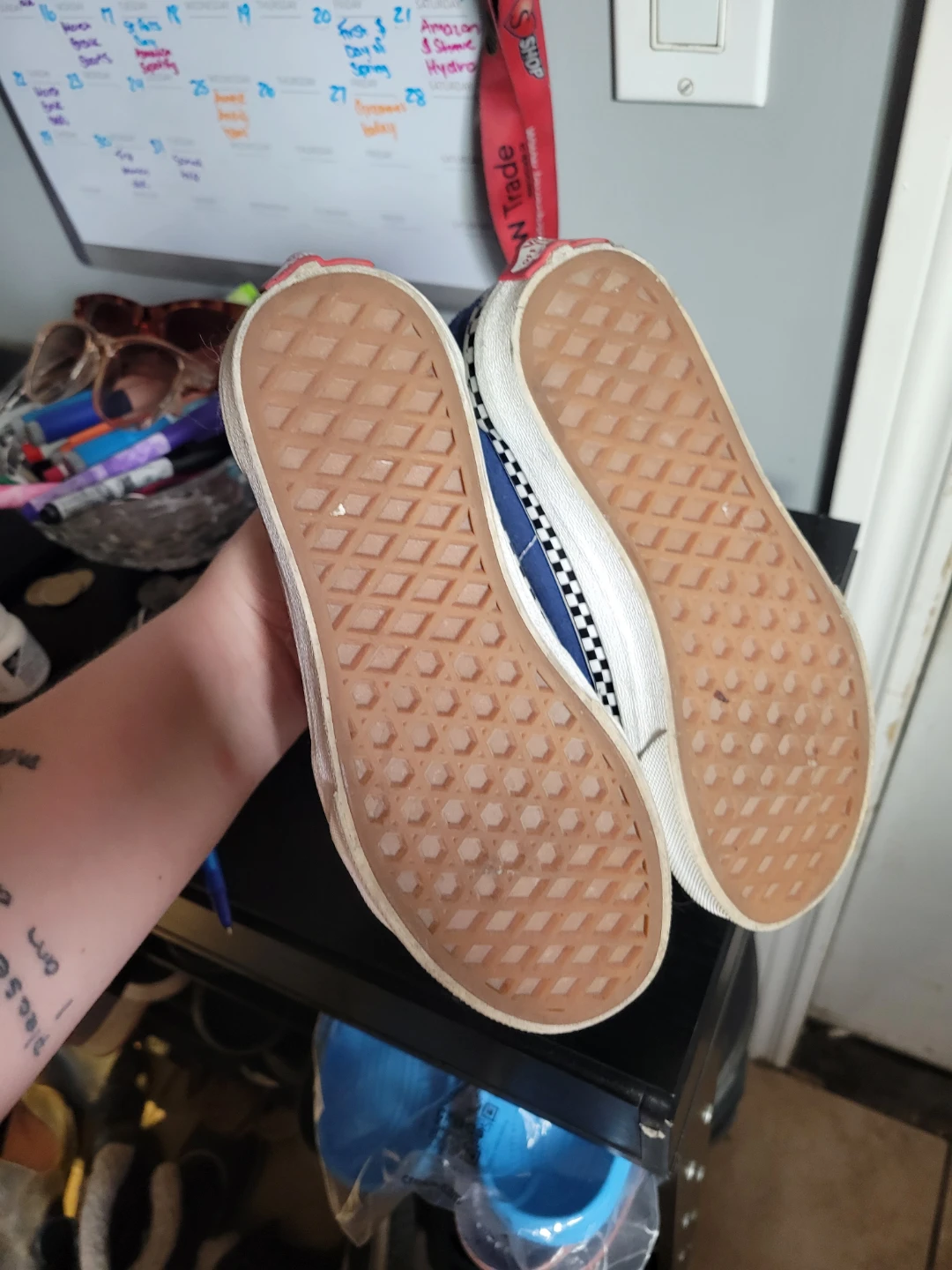 Never worn kids blue Vans size 1 - photo 4