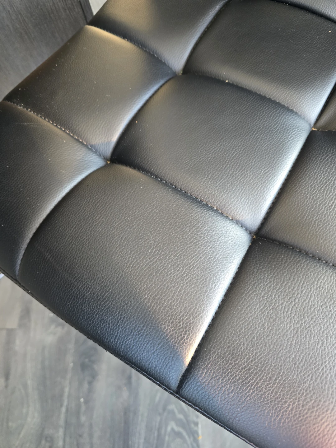 Adjustable Swivel Bar Stool - Black Faux Leather - photo 2