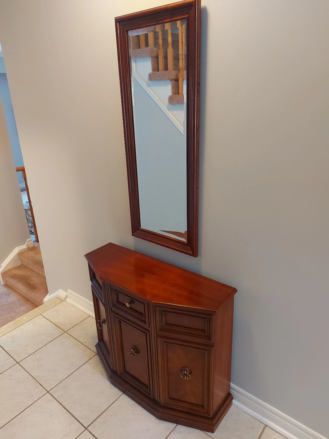 Vintage Wooden Console Table with Mirror