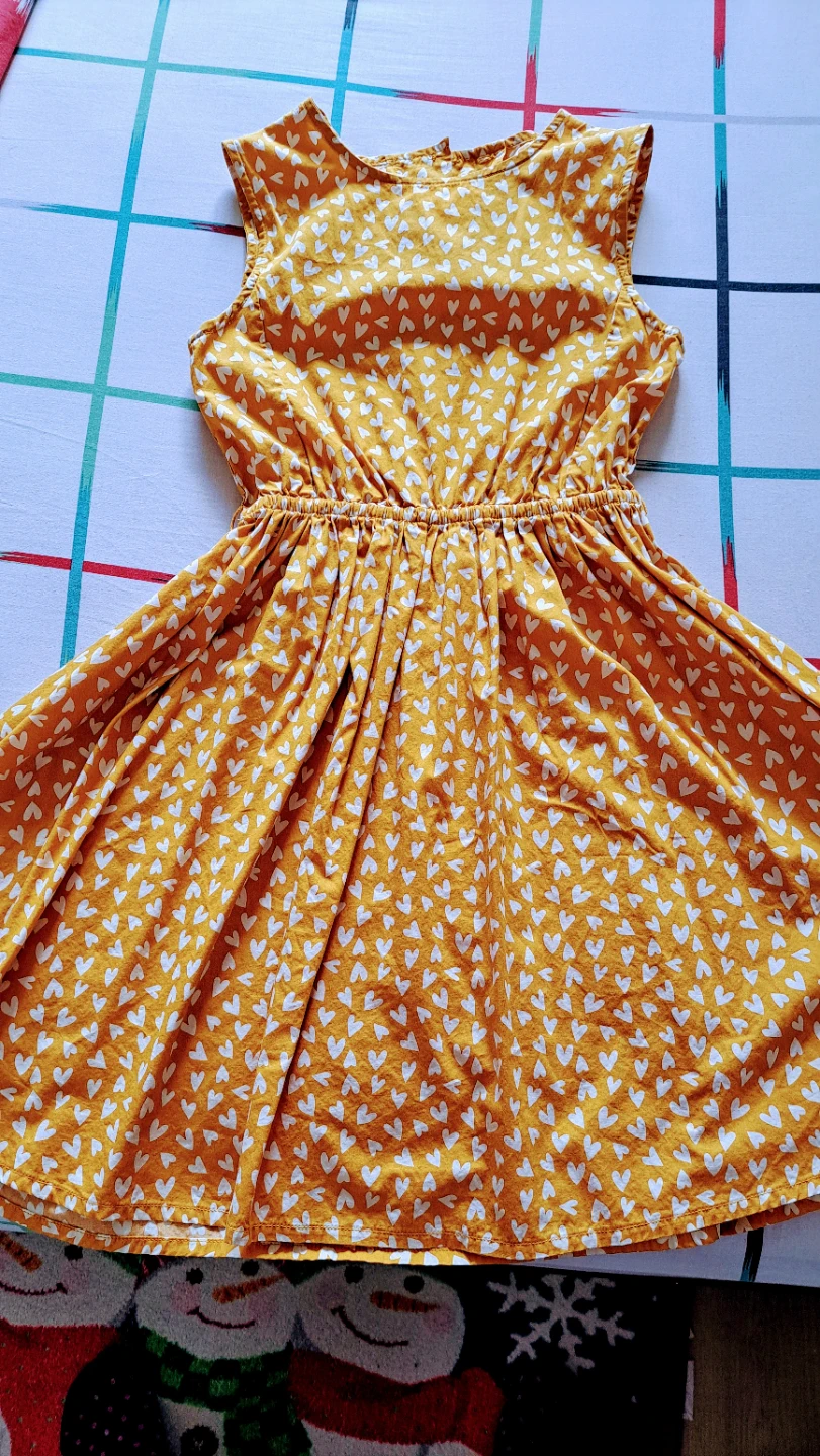 Girls Dresses - Pink Stripe & Yellow Heart Print