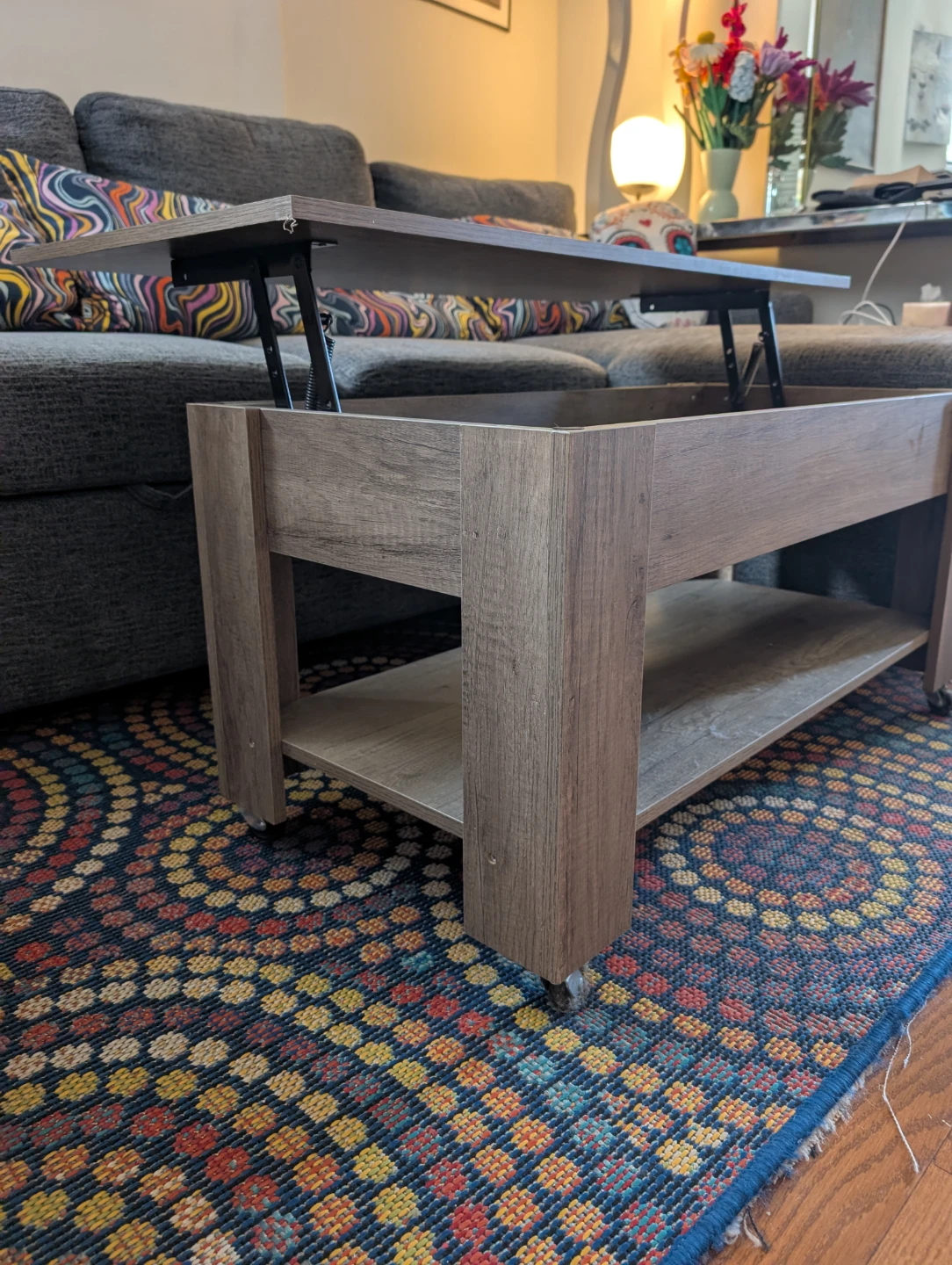 Lift Top Coffee Table with Hidden Storage with wheels! - photo 3