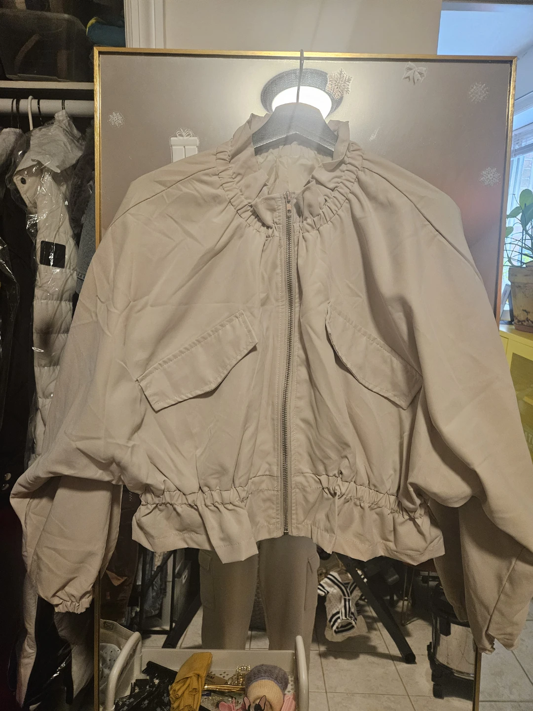 Women's Beige Bomber Jacket