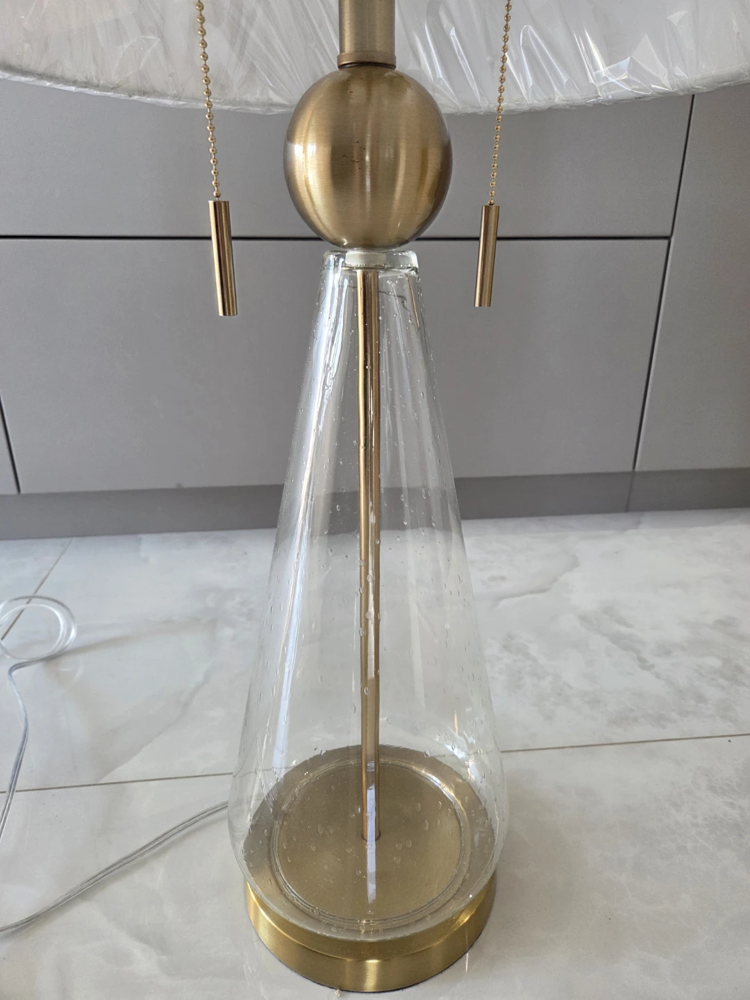 Glass Table Lamp with Pleated Shade - photo 2