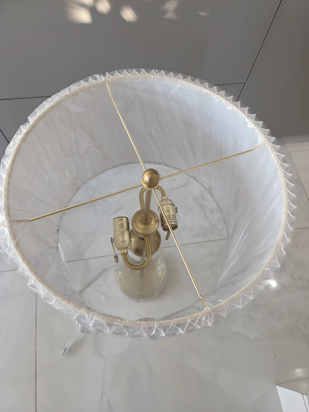 Glass Table Lamp with Pleated Shade - photo 3