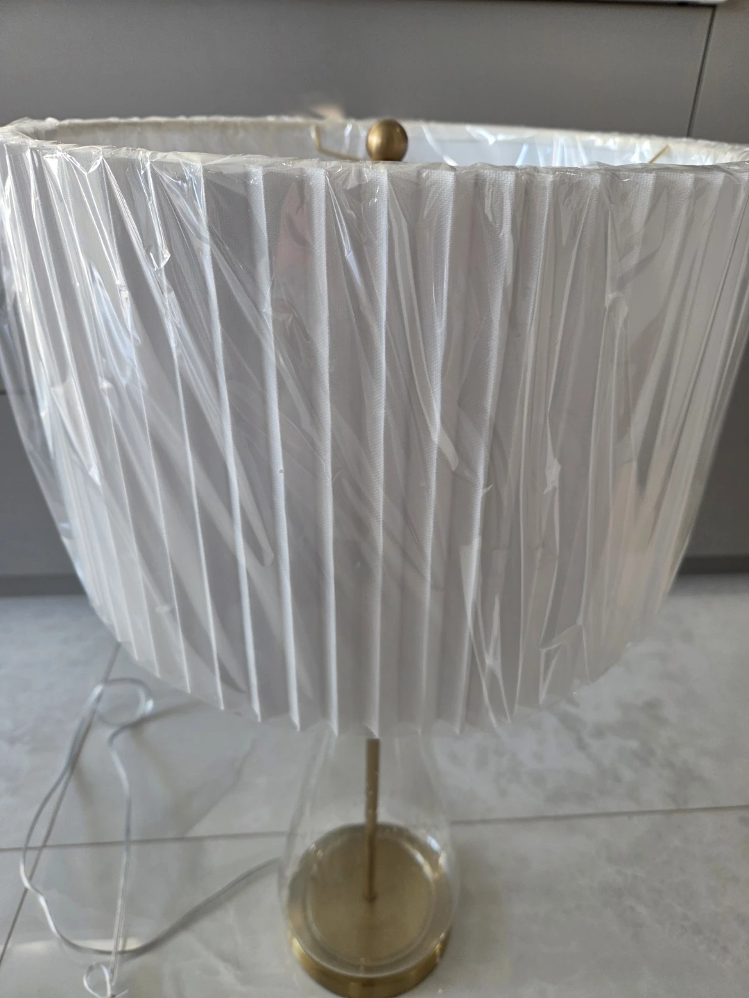 Glass Table Lamp with Pleated Shade - photo 5