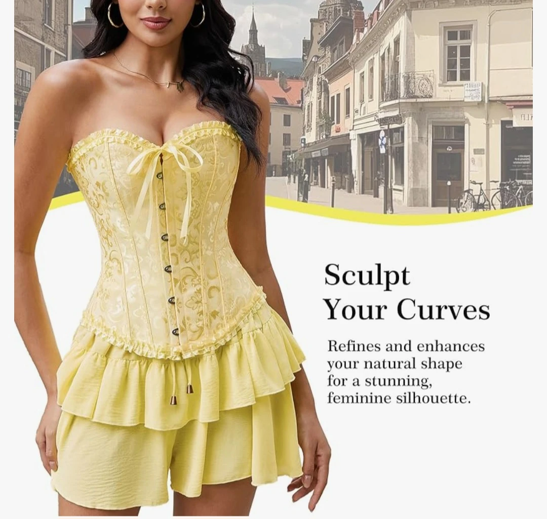 Vrapo Yellow Corset Bustier Top - photo 2