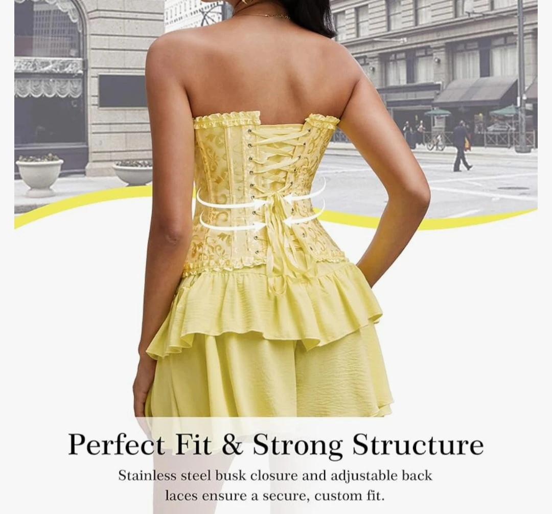 Vrapo Yellow Corset Bustier Top - photo 4