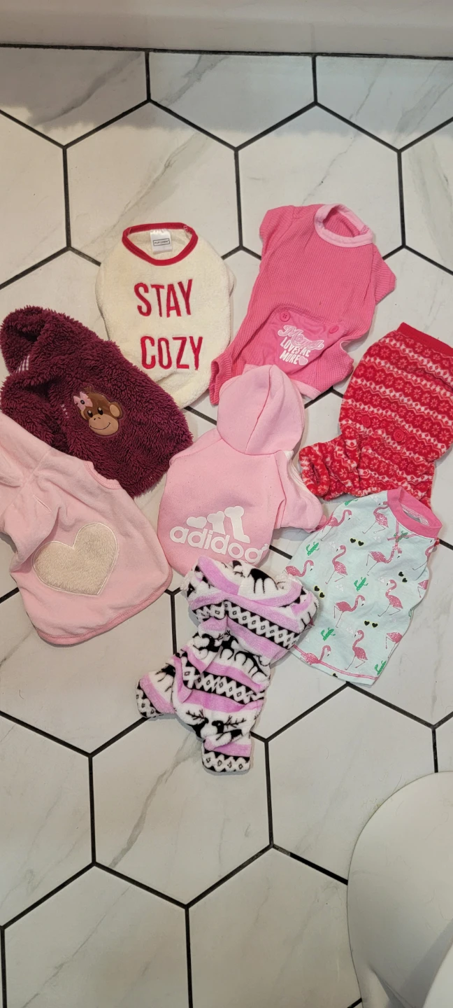 Bundle of 7 Dog Sweaters and Hoodies