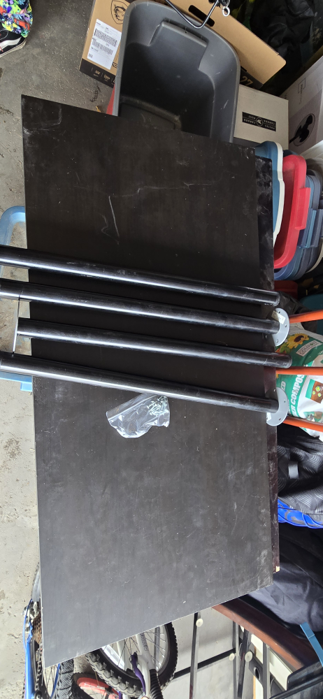 Ikea table top with Black metal table legs and hardware