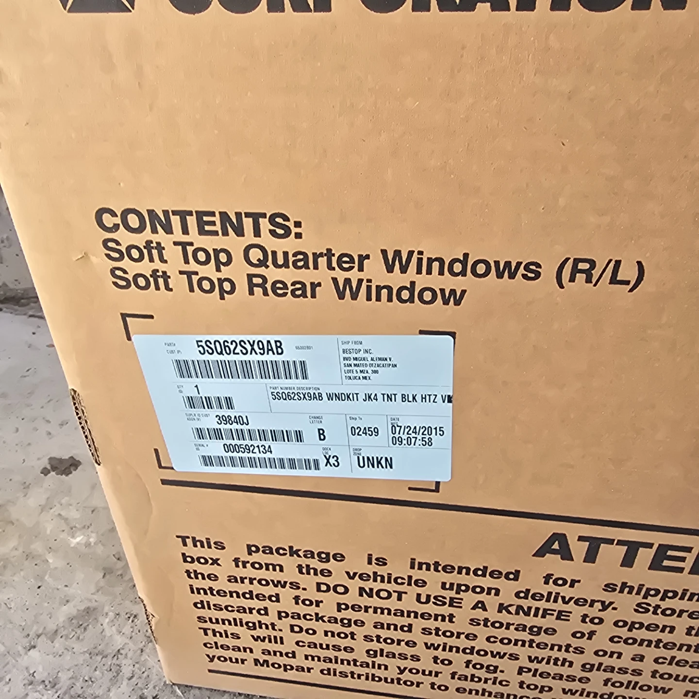 2015 Jeep Wrangler Soft Top Windows and Frames - photo 3