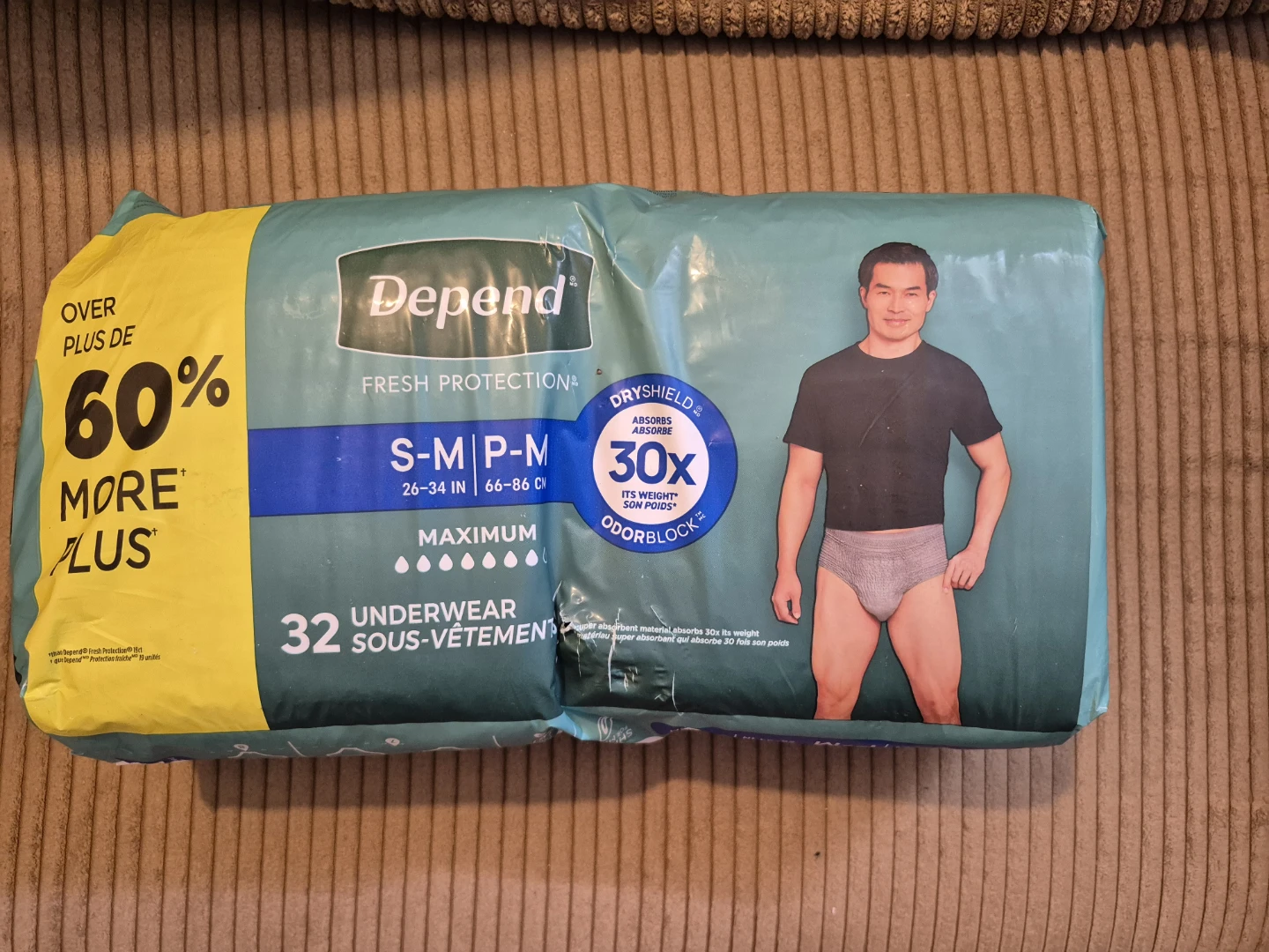 Depend S-M/P-M Underwear, 32 Count