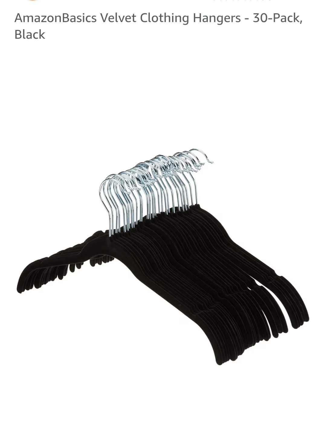 AmazonBasics Velvet Clothing Hangers - 30-Pack, Black