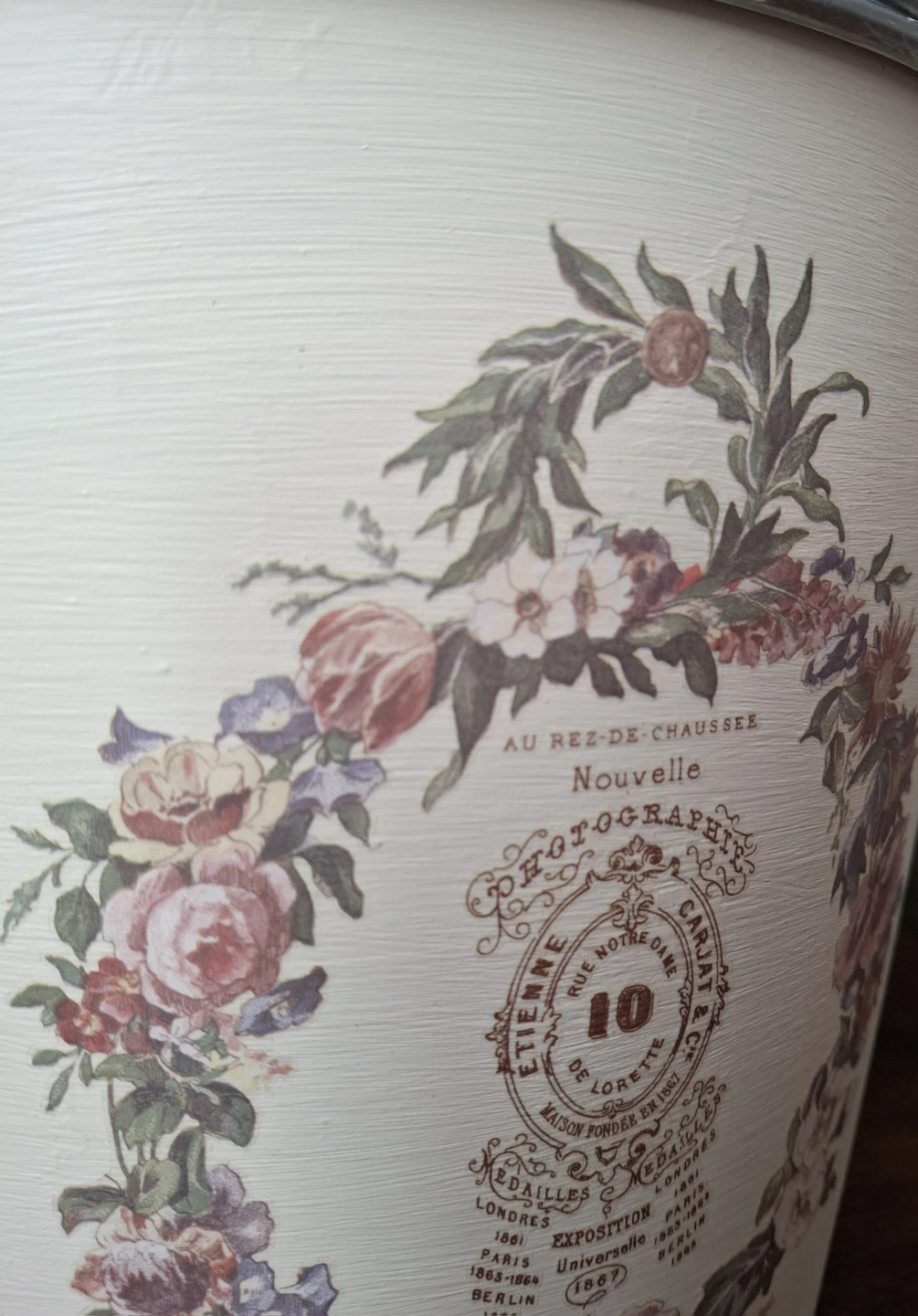 Decorative Metal Pot with Floral Design - photo 2