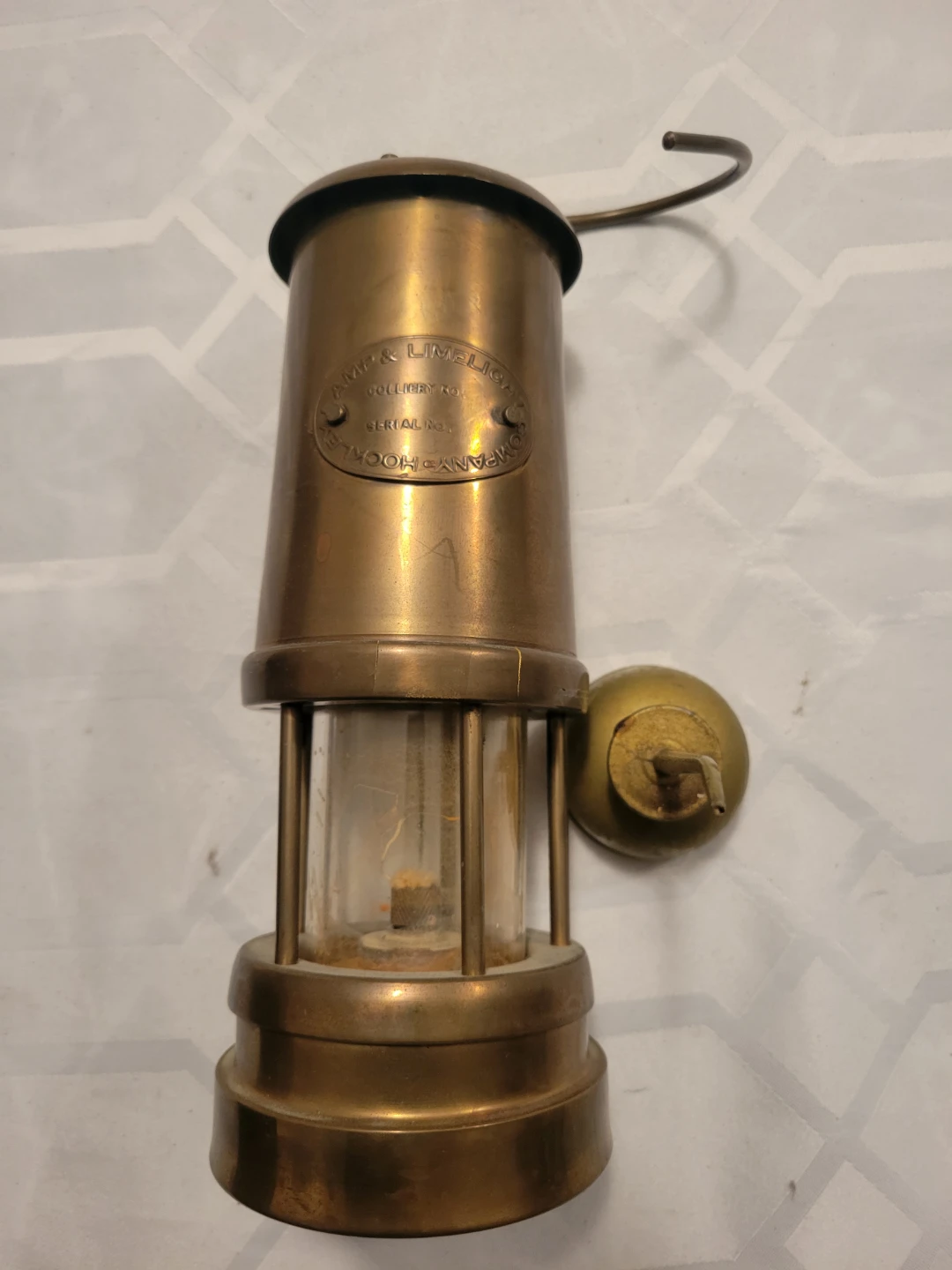 Vintage Brass Miner's Lamp with Oil Can