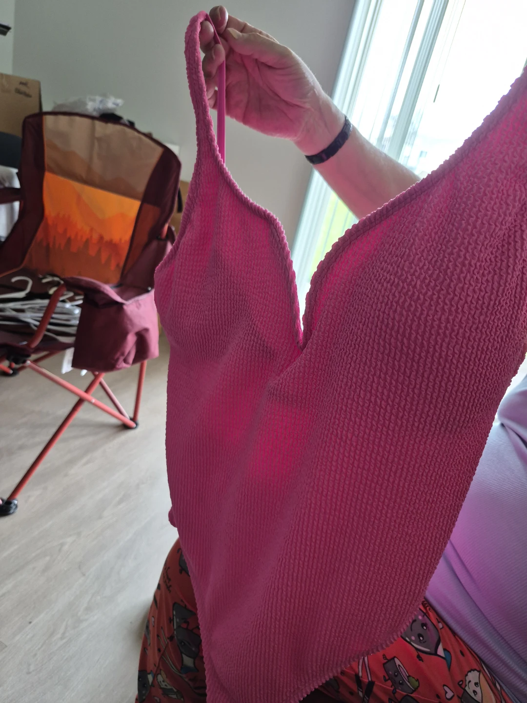 Pink Textured Swimsuit