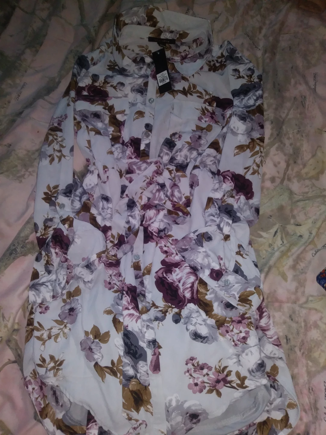 NewFloral Button-up long sleeve dress