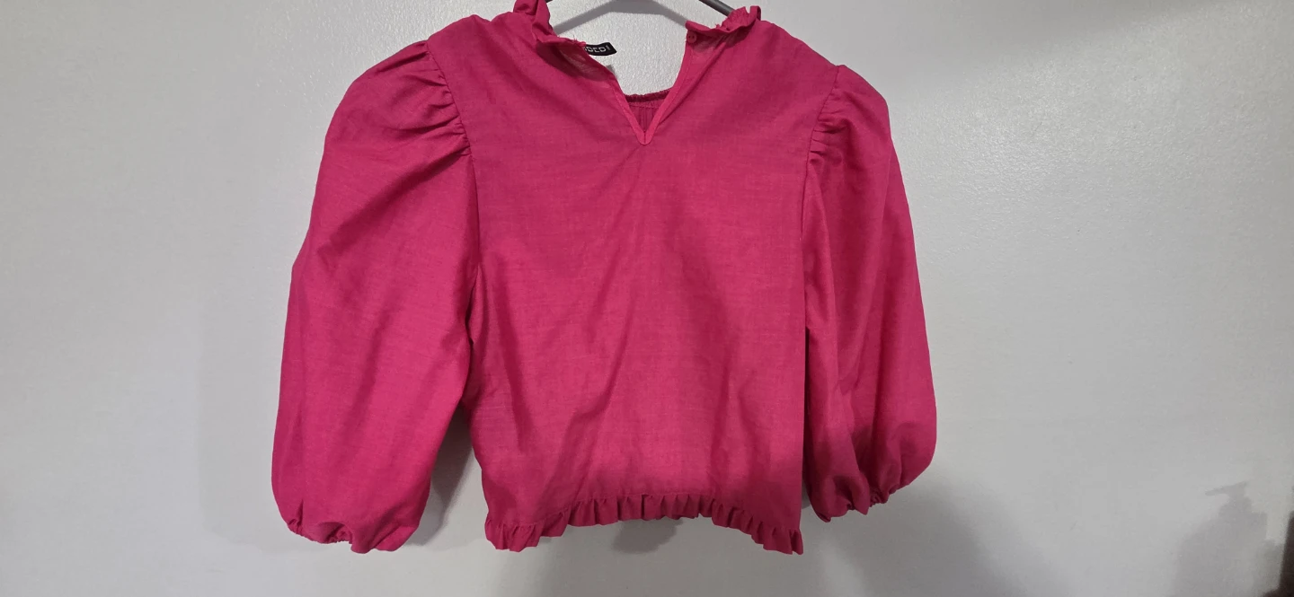 Women's Pink Smocked Ruffled Long Sleeve (3/4) Top - photo 2