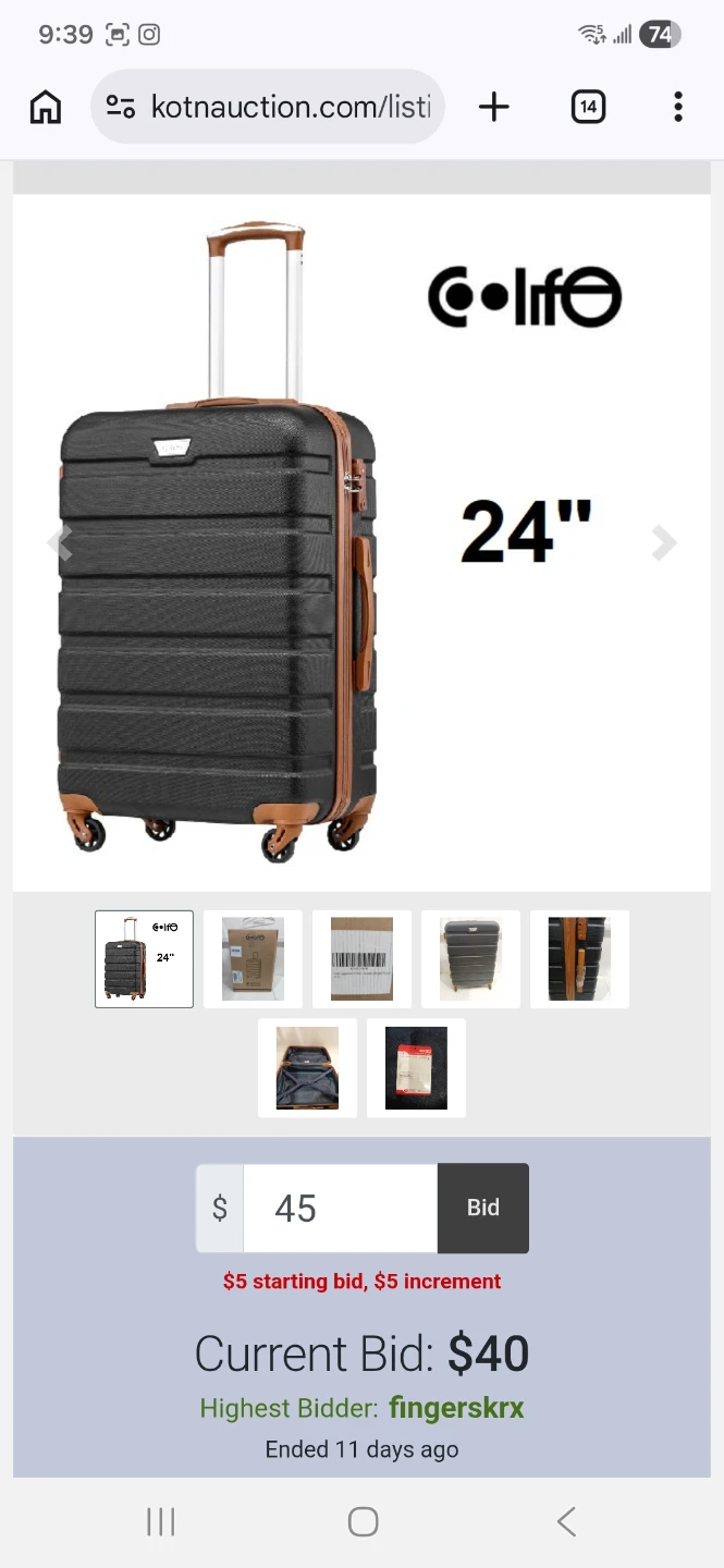 Coolife 24" Hardside Spinner Luggage