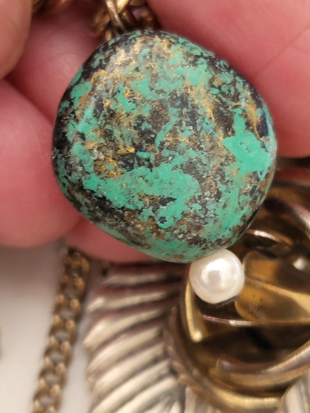 Boho Charm Necklace with Turquoise and Leaf Accents - photo 3