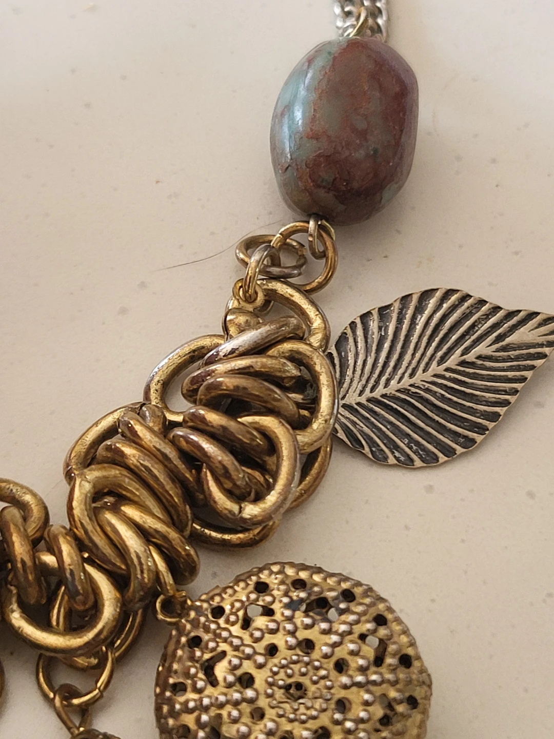 Boho Charm Necklace with Turquoise and Leaf Accents - photo 5