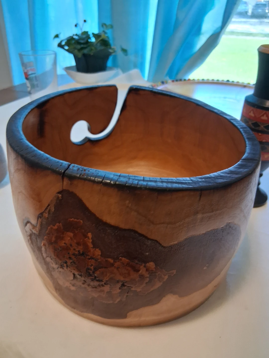 Wood Yarn Bowl Handmade for Knitting, Crochet, Winder Sewing - photo 2