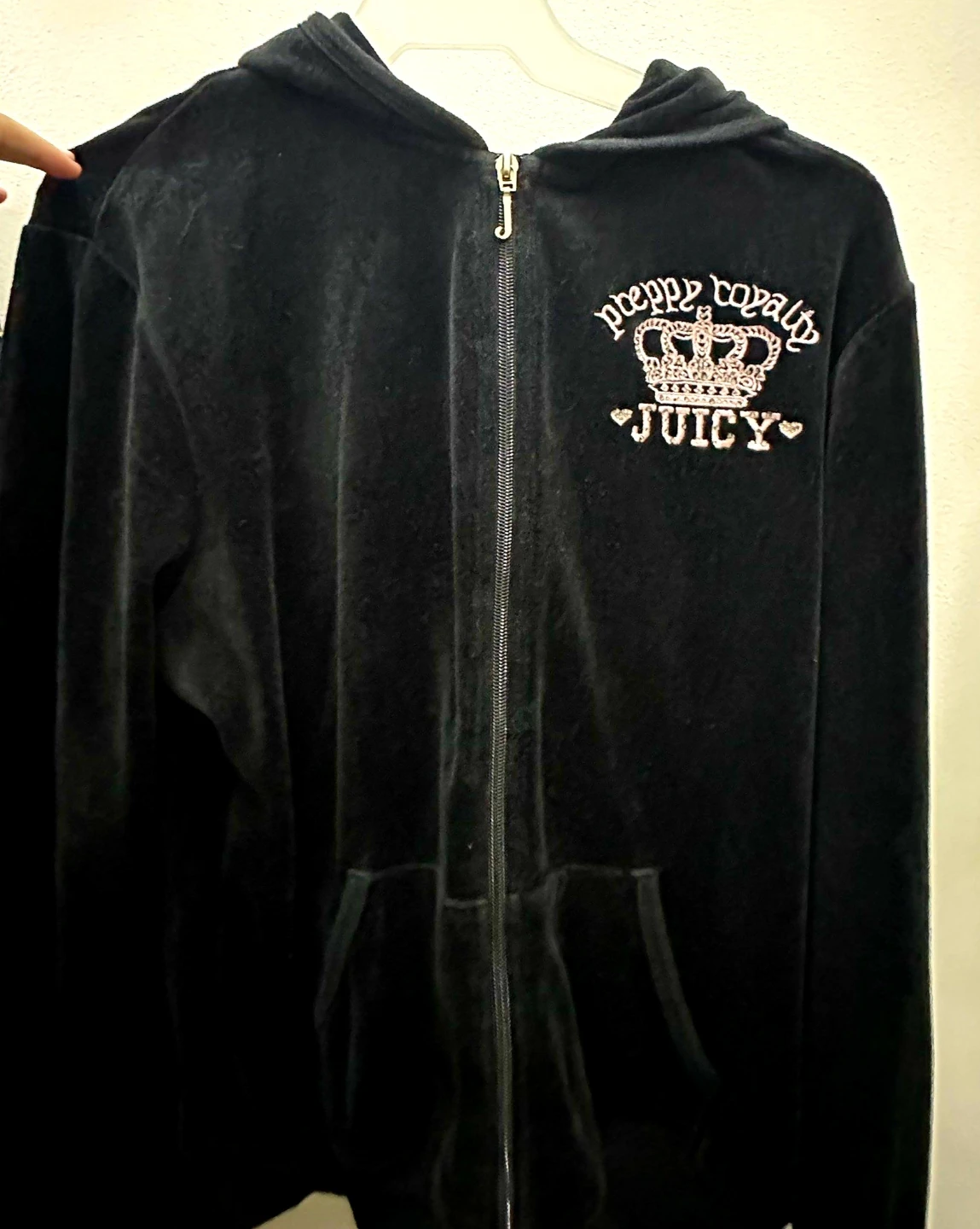 Juicy Couture Black Velour Hoodie Track Jacket - photo 2