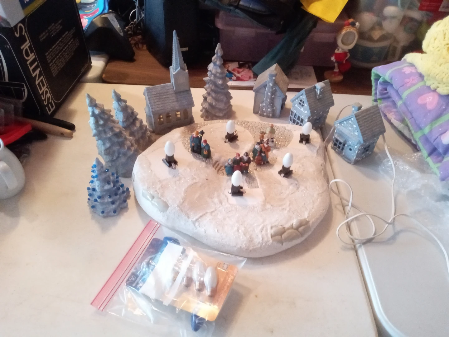 Vintage Christmas Village Scene Set