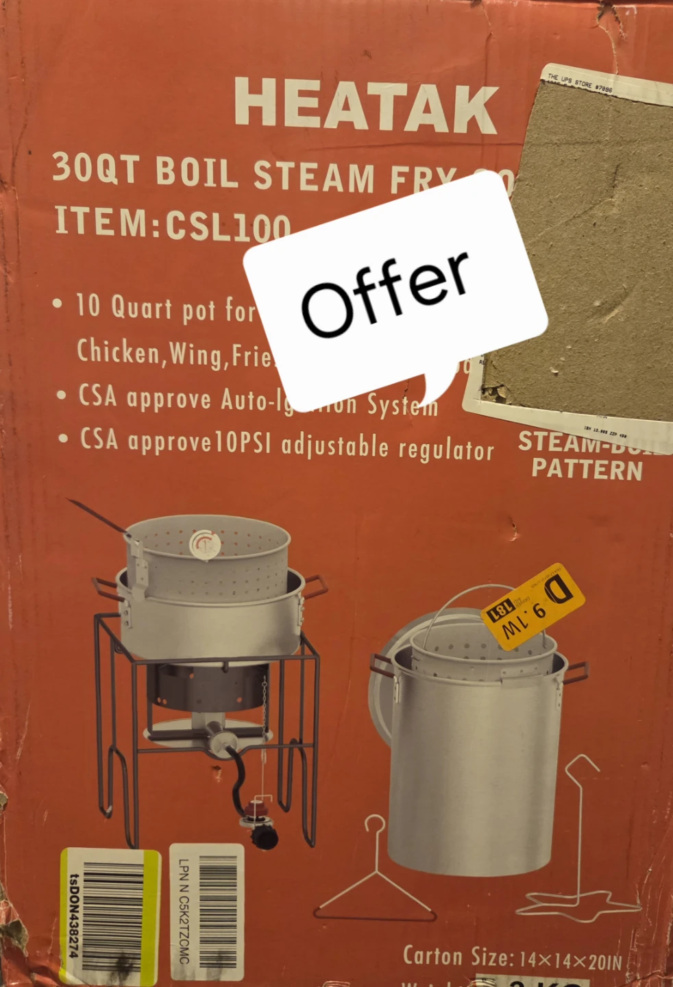 HEATAK 30QT Boil Steam Fryer Cooker with Burner - photo 2