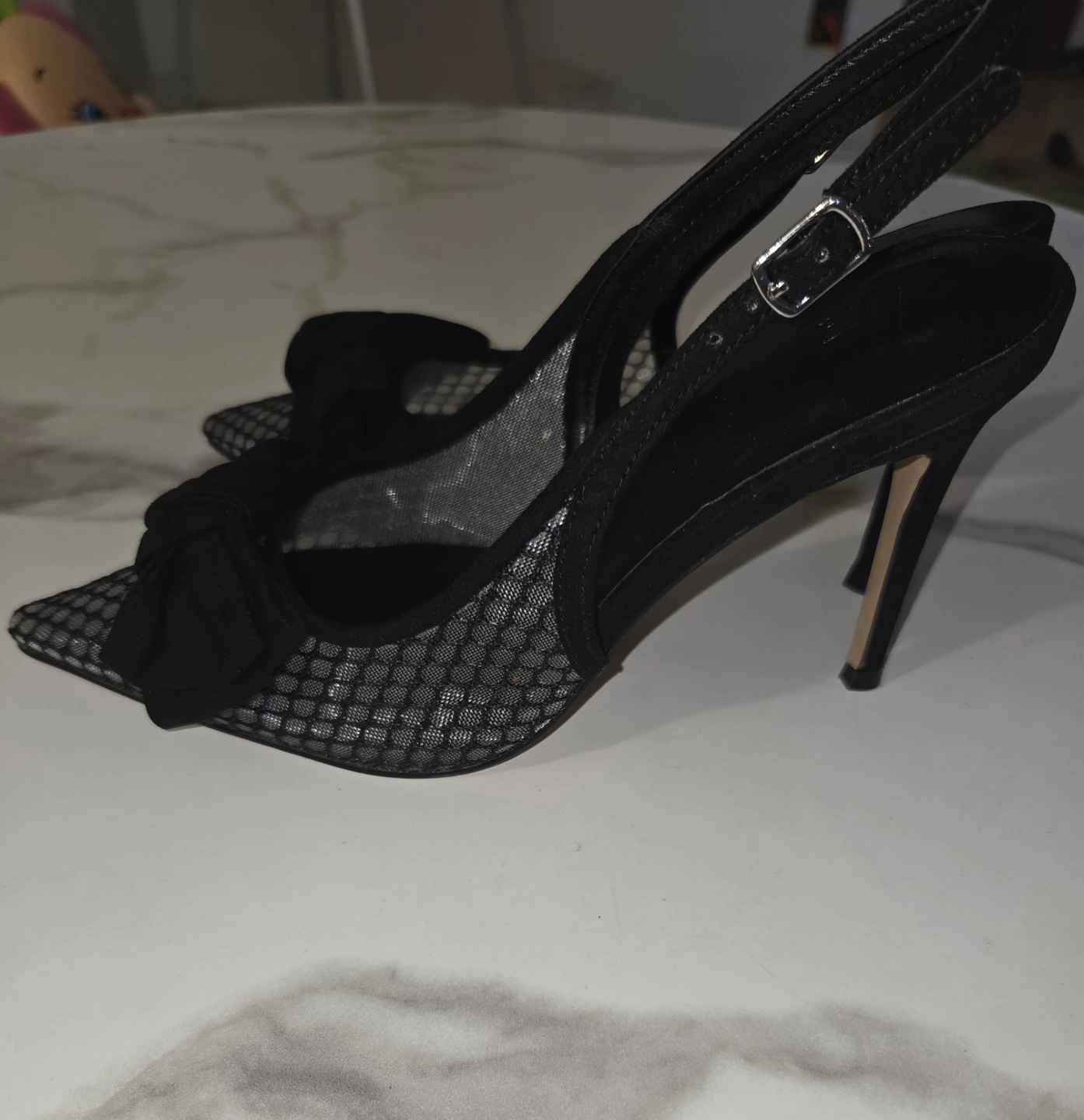 AA By Aminah Women's Black Mesh Slingback Heels - photo 2