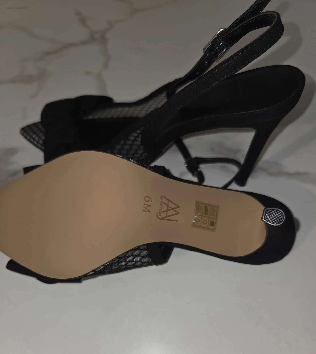 AA By Aminah Women's Black Mesh Slingback Heels - photo 3