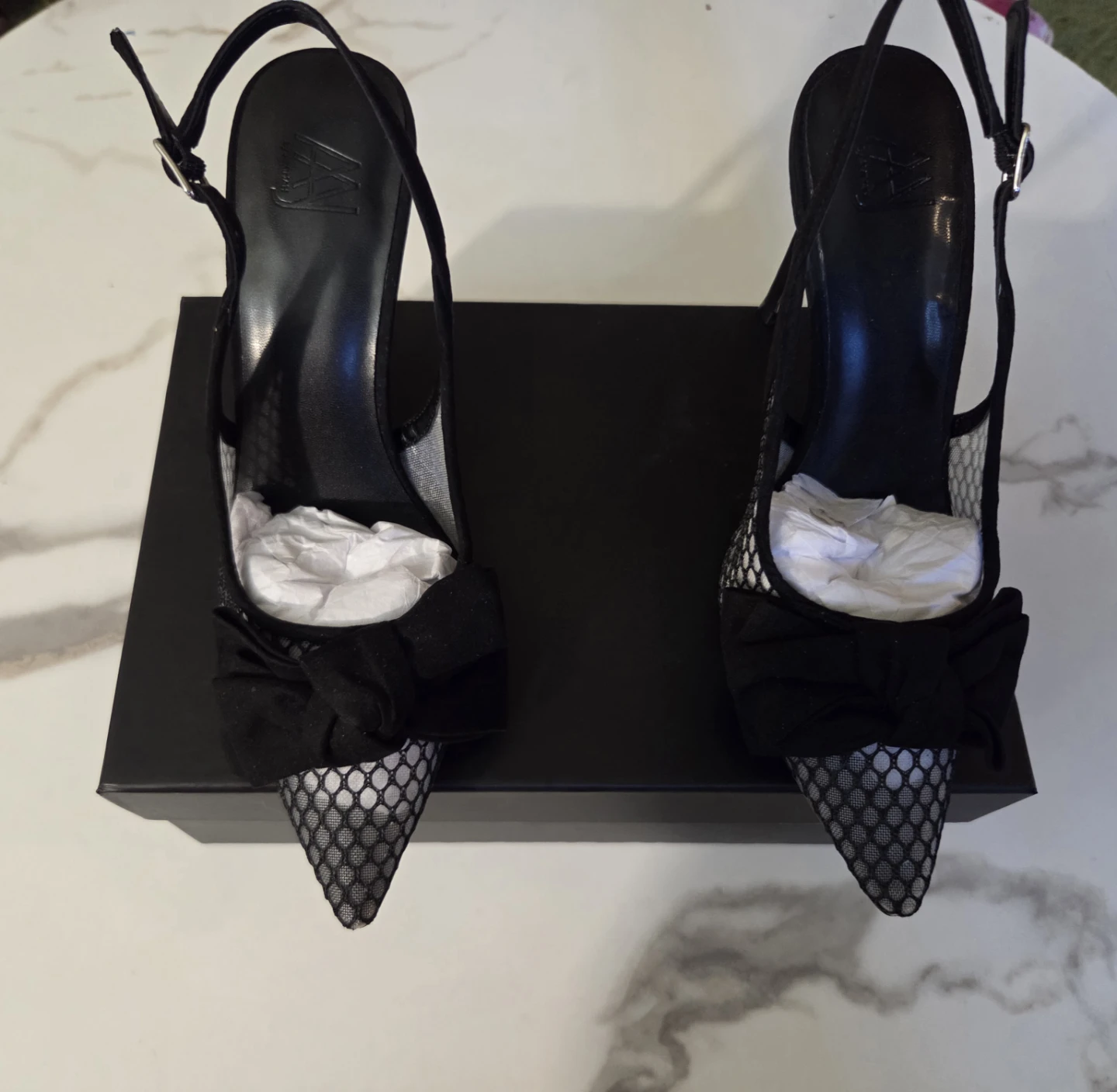 AA By Aminah Women's Black Mesh Slingback Heels - photo 4