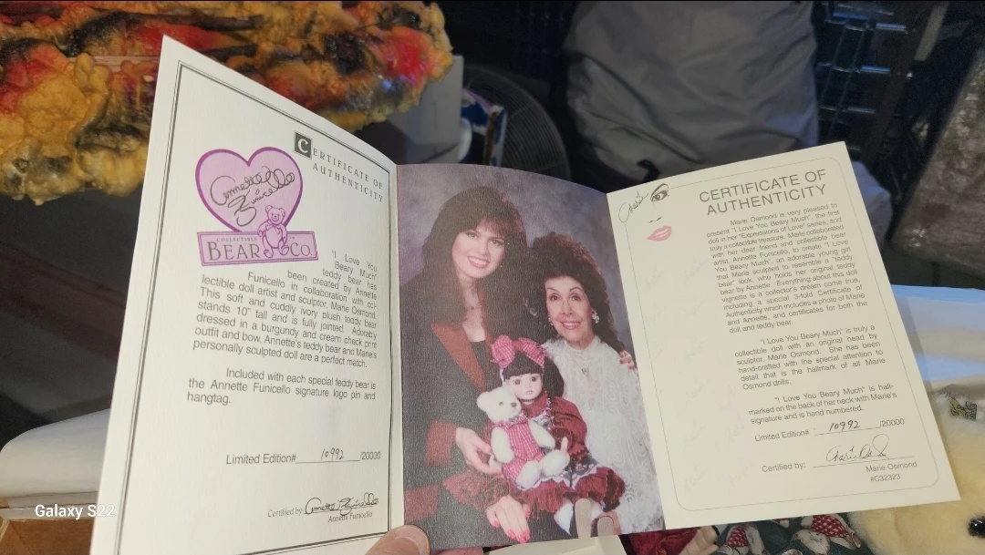 Marie Osmond "I Love You Bear Much" Doll & Bear Set