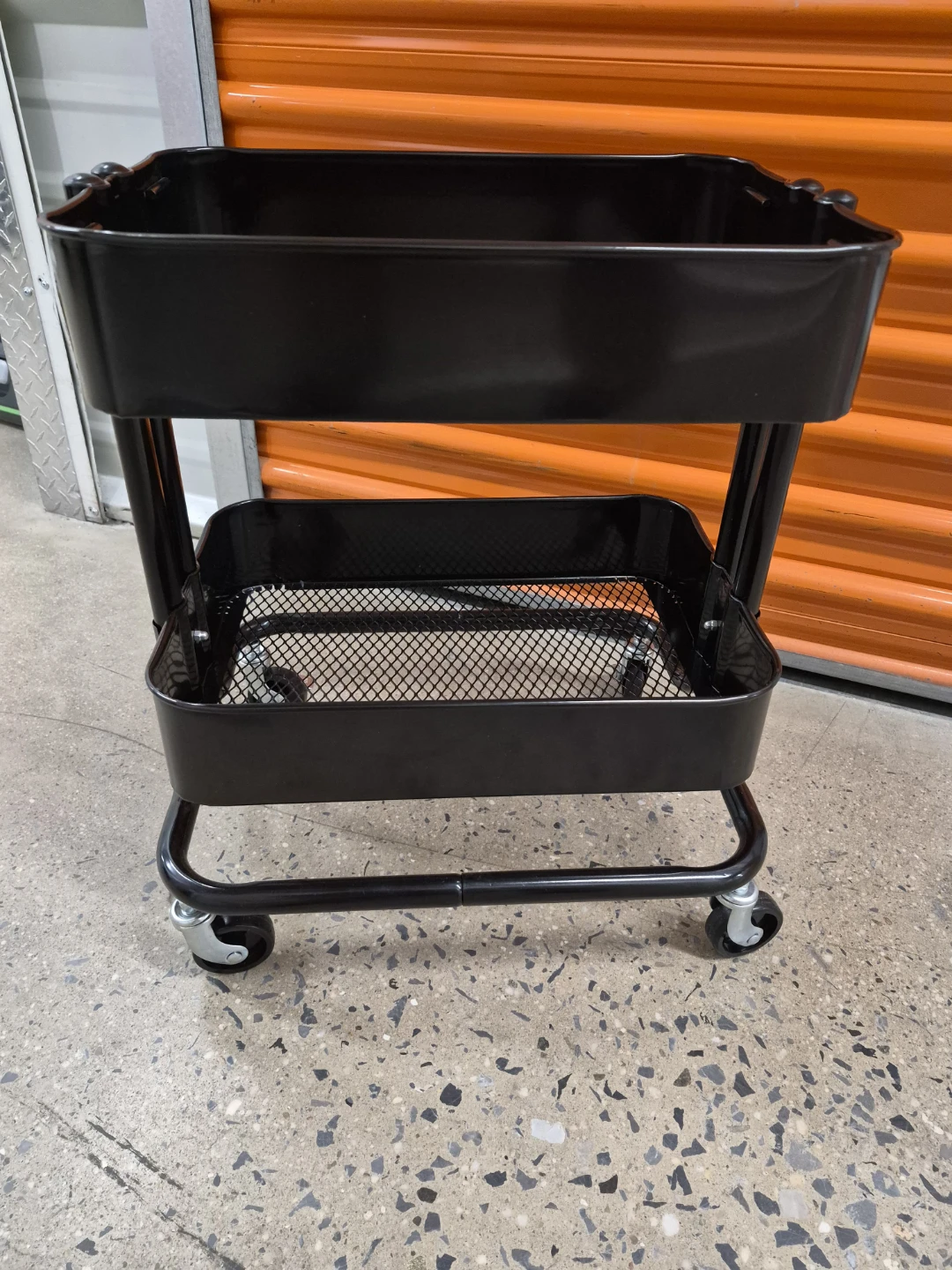 Black 2-Tier Rolling Storage Cart