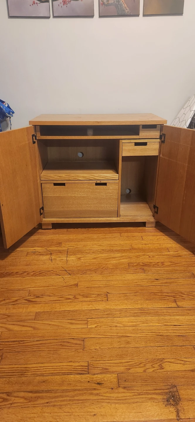 Crate & Barrel Wood Media Console/Desk with Drawers and Cabinets - photo 2