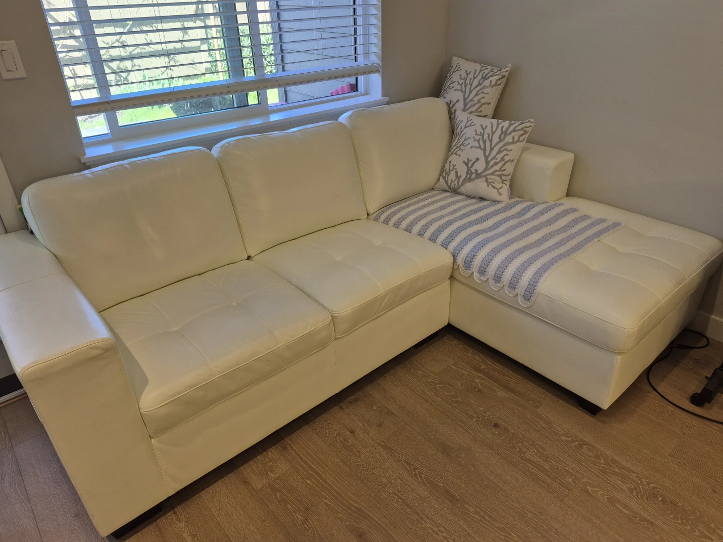 White Faux Leather Sectional Sofa