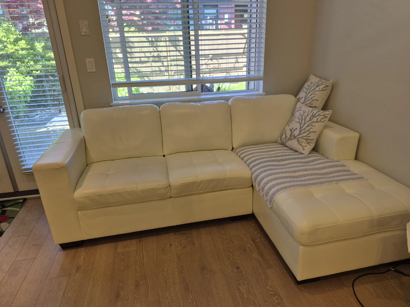 White Faux Leather Sectional Sofa - photo 2
