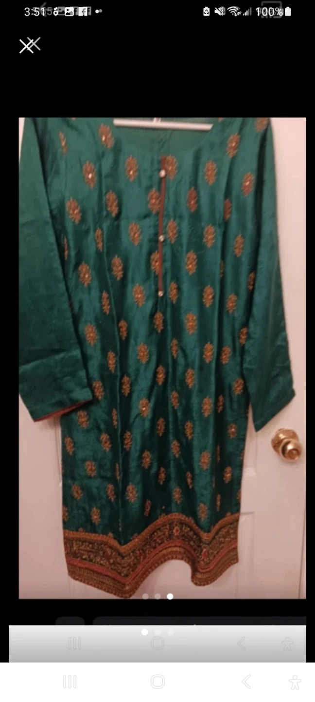 Green embroidered kurta set beautiful design - photo 3