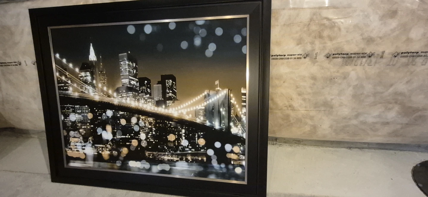 Framed Artwork - Cityscape Bridge at Night - photo 3