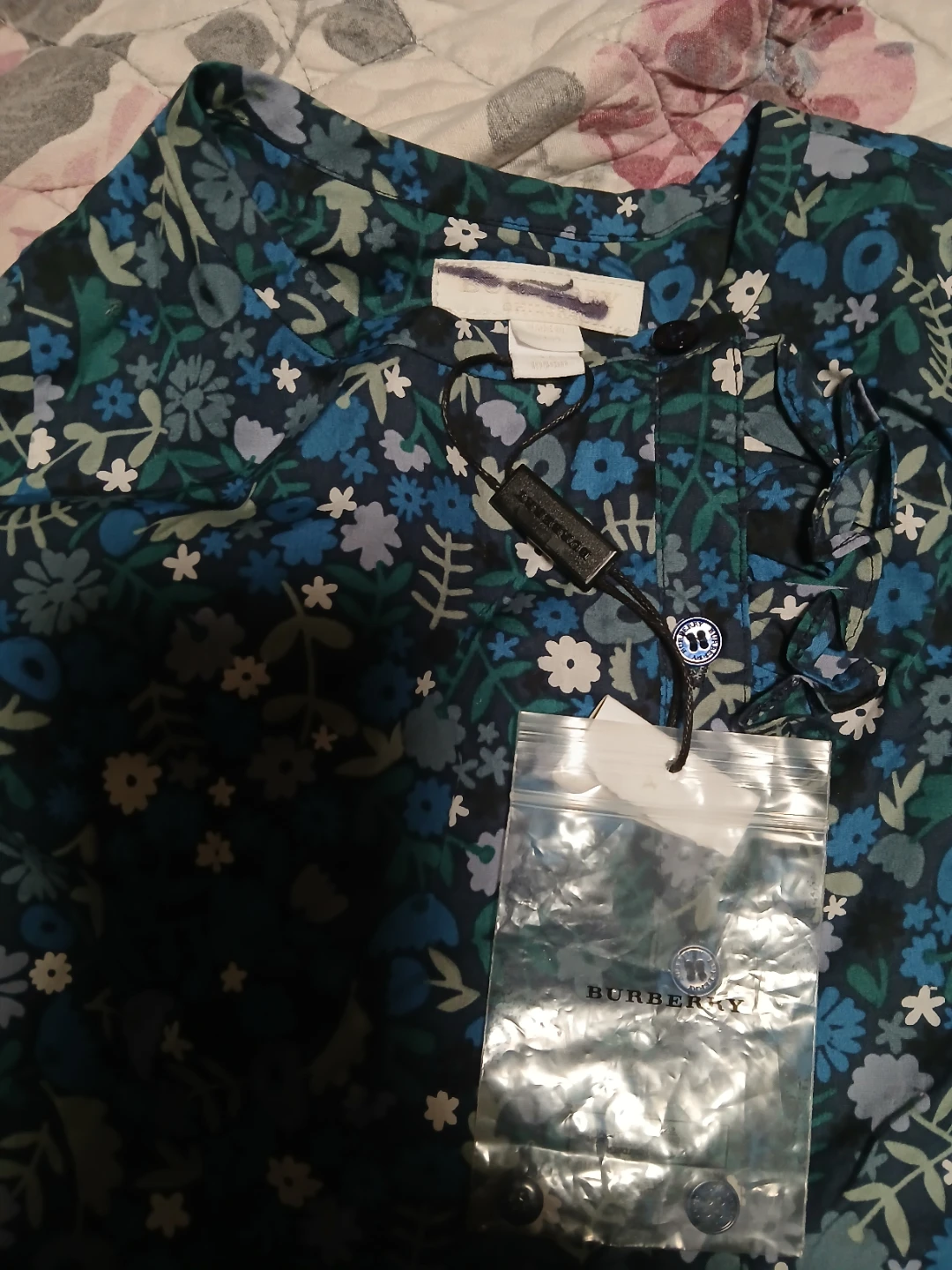 Burberry Blue Floral Dress kids size 4y - photo 2