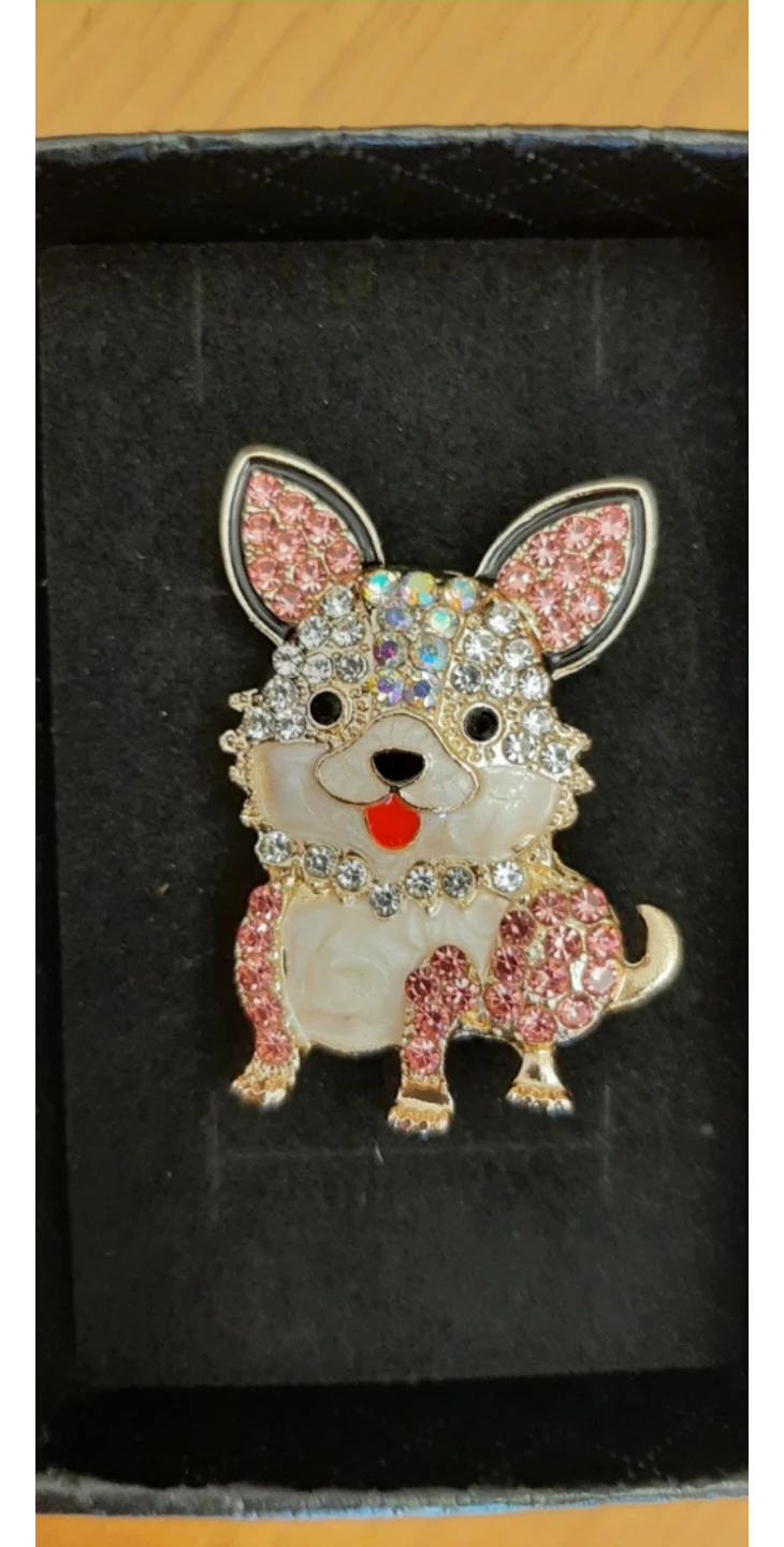 Chihuahua Dog Brooch Rhinestone Enamel - photo 2
