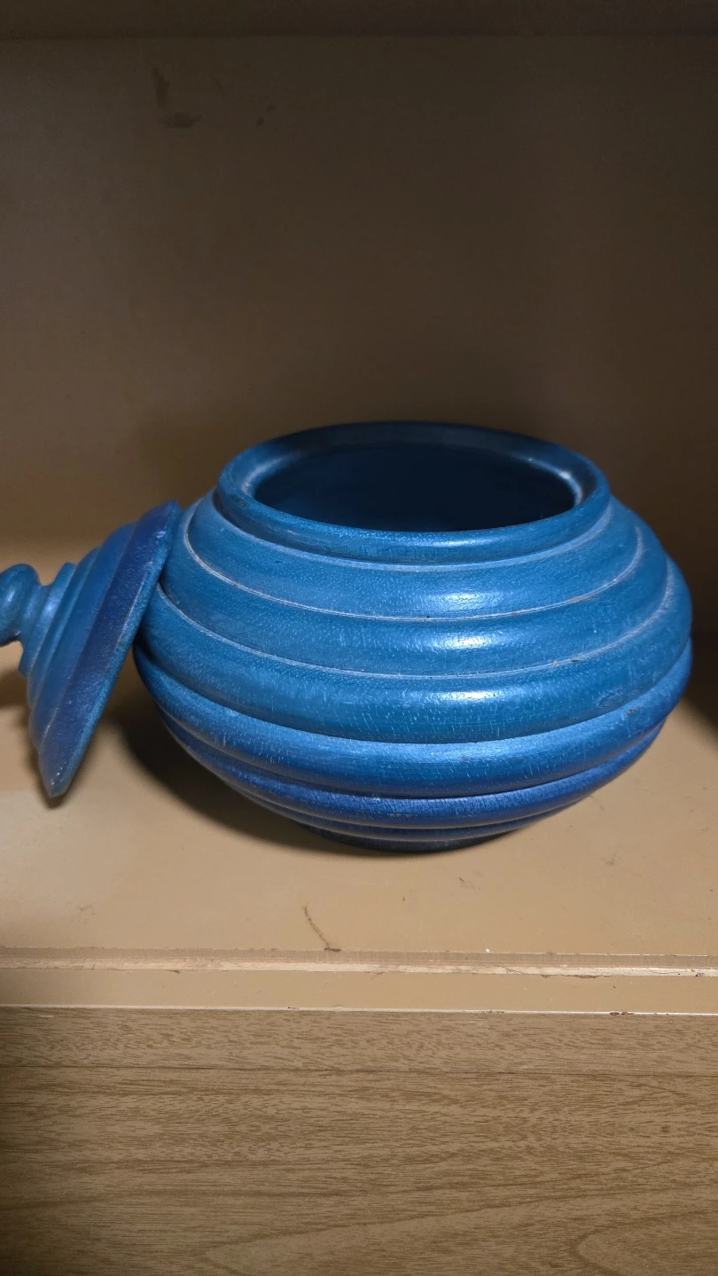 Blue Ceramic Decorative Pot with Lid - photo 2