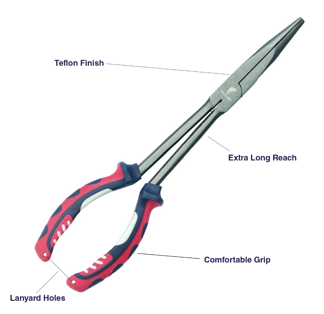 Fishing Extra Long Reach Needle Nose Pliers with Teflon Finish