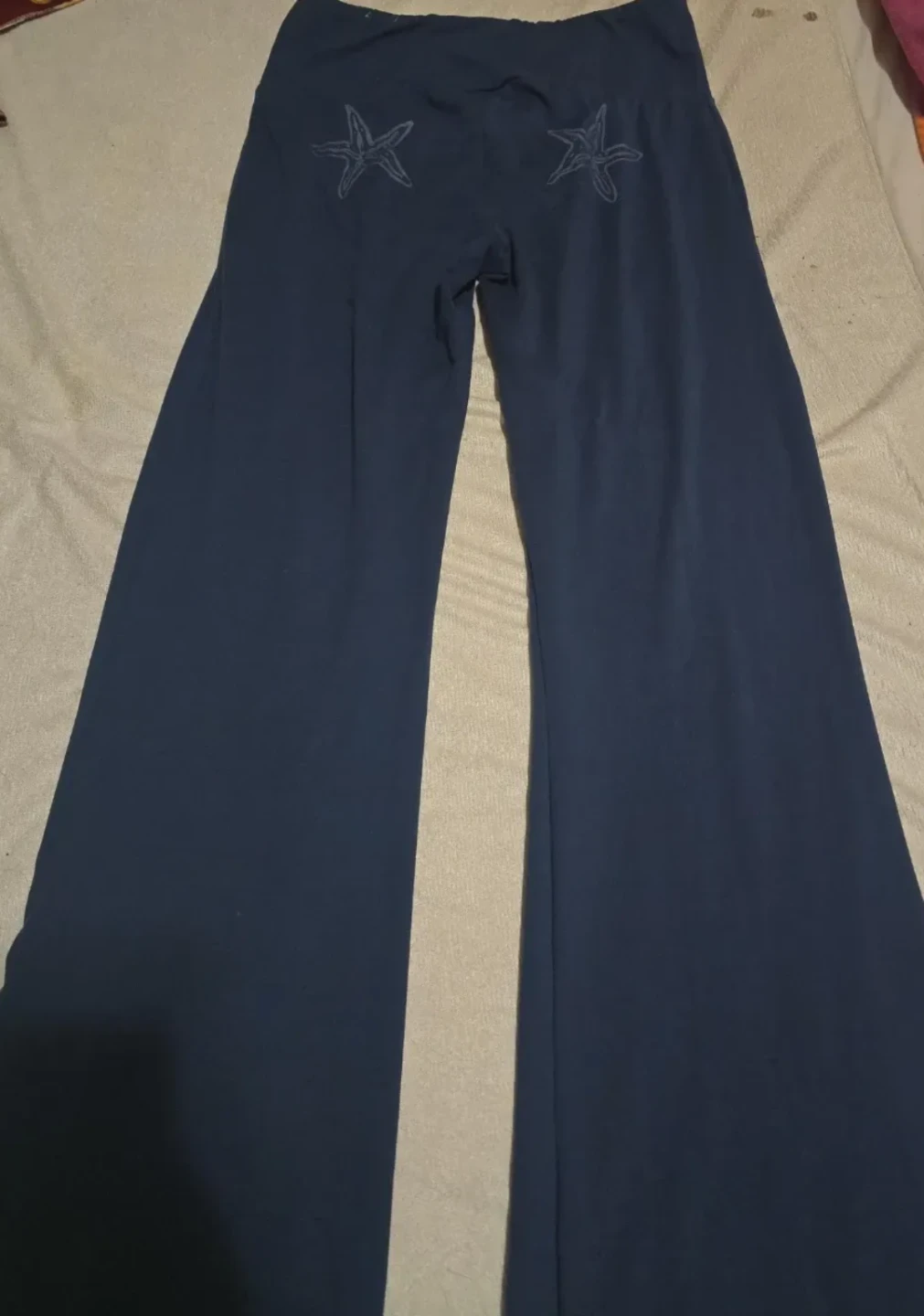 Ardene Women's Navy Blue Wide Leg Pants with Star Detail