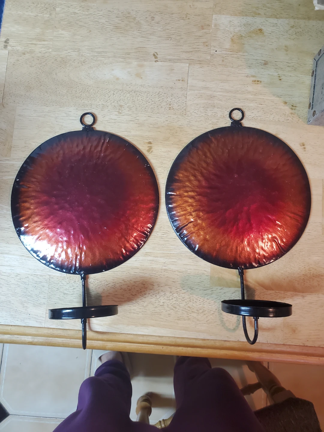 Set of 2 Round Metal Candle Holders