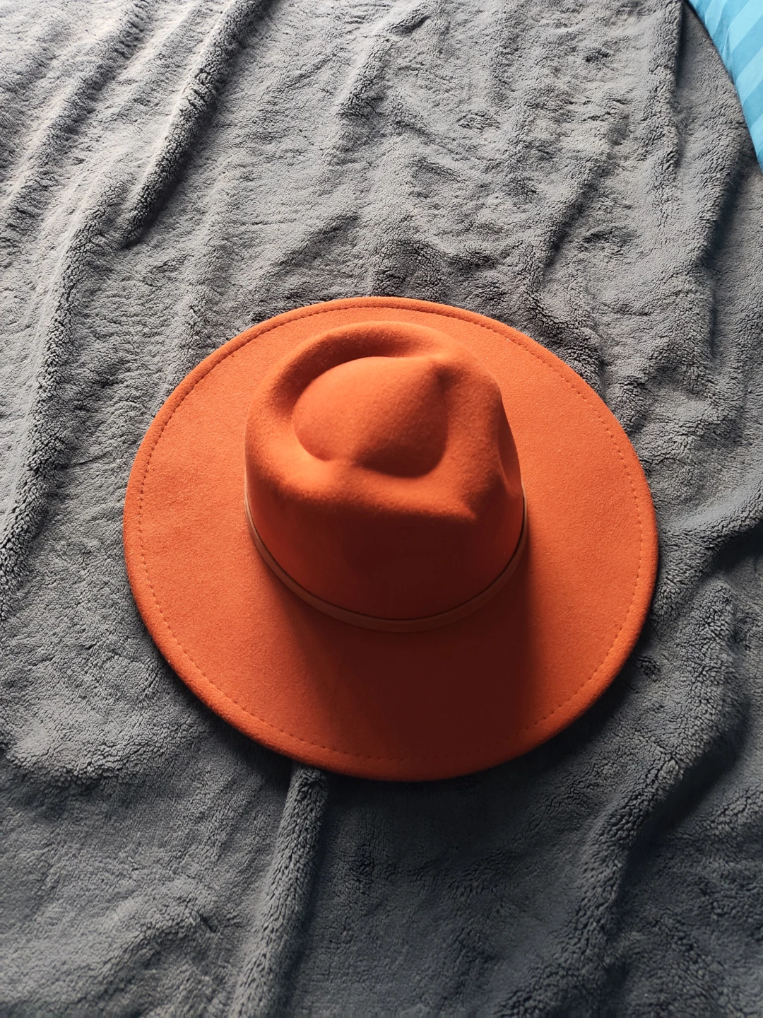 Orange Wide-Brimmed Fedora Hat