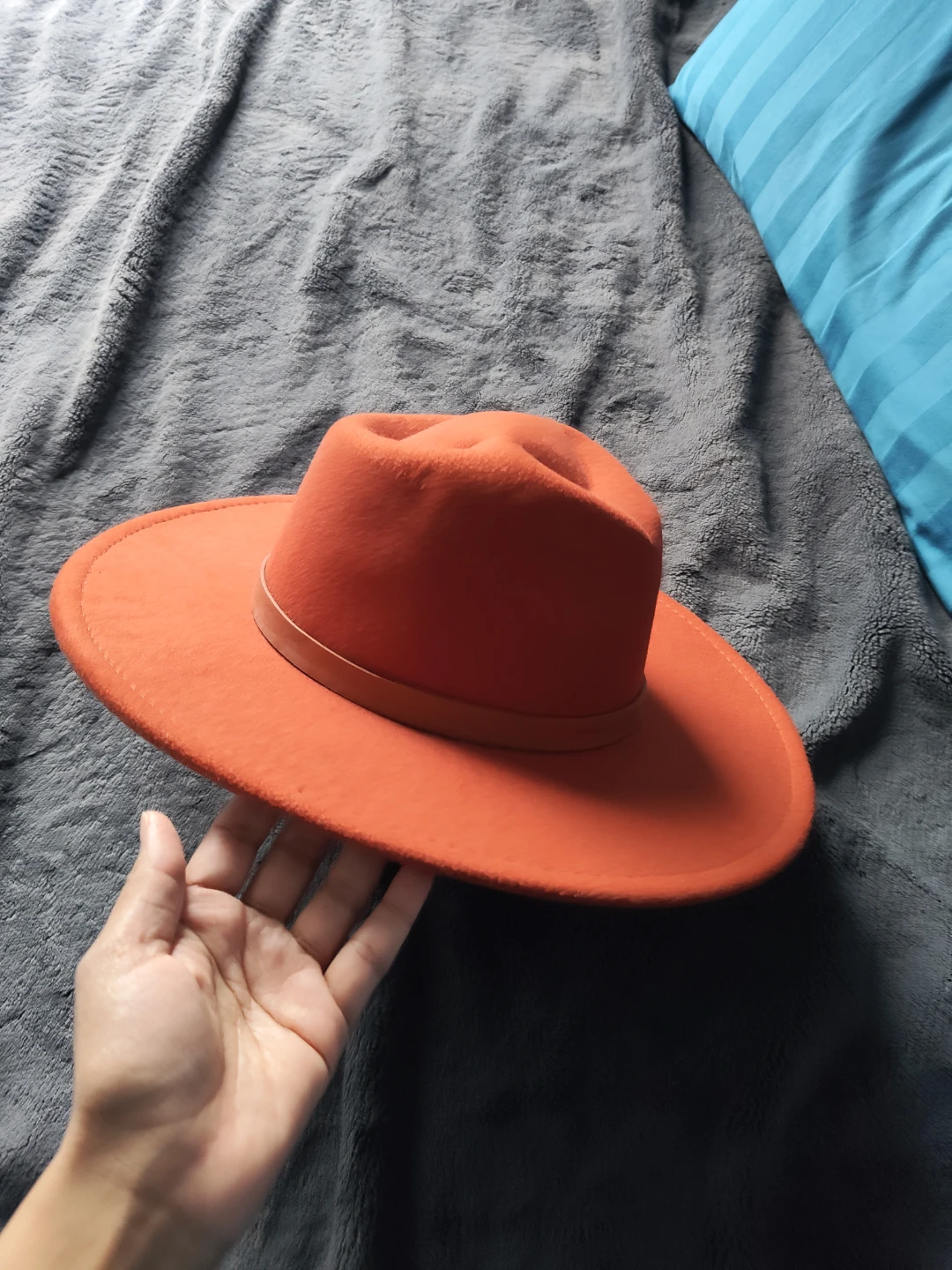 Orange Wide-Brimmed Fedora Hat - photo 2