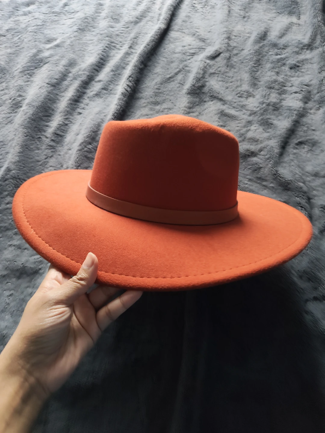 Orange Wide-Brimmed Fedora Hat - photo 4