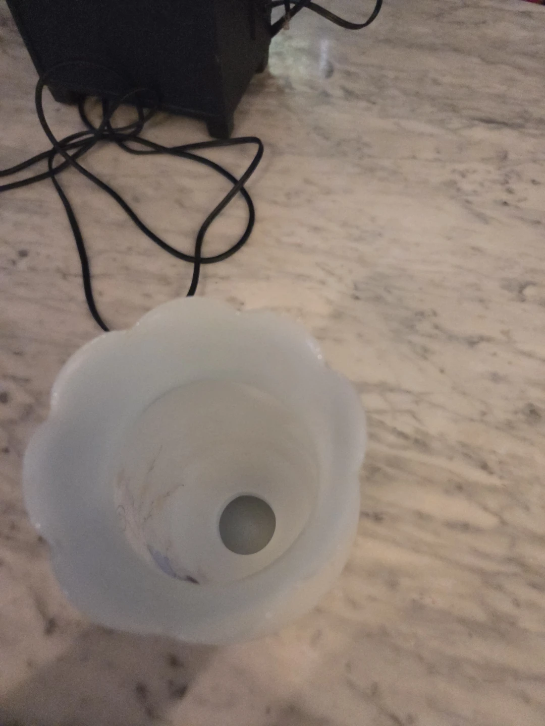 Pale Blue Opaque Glass Vase with Floral Design - photo 2