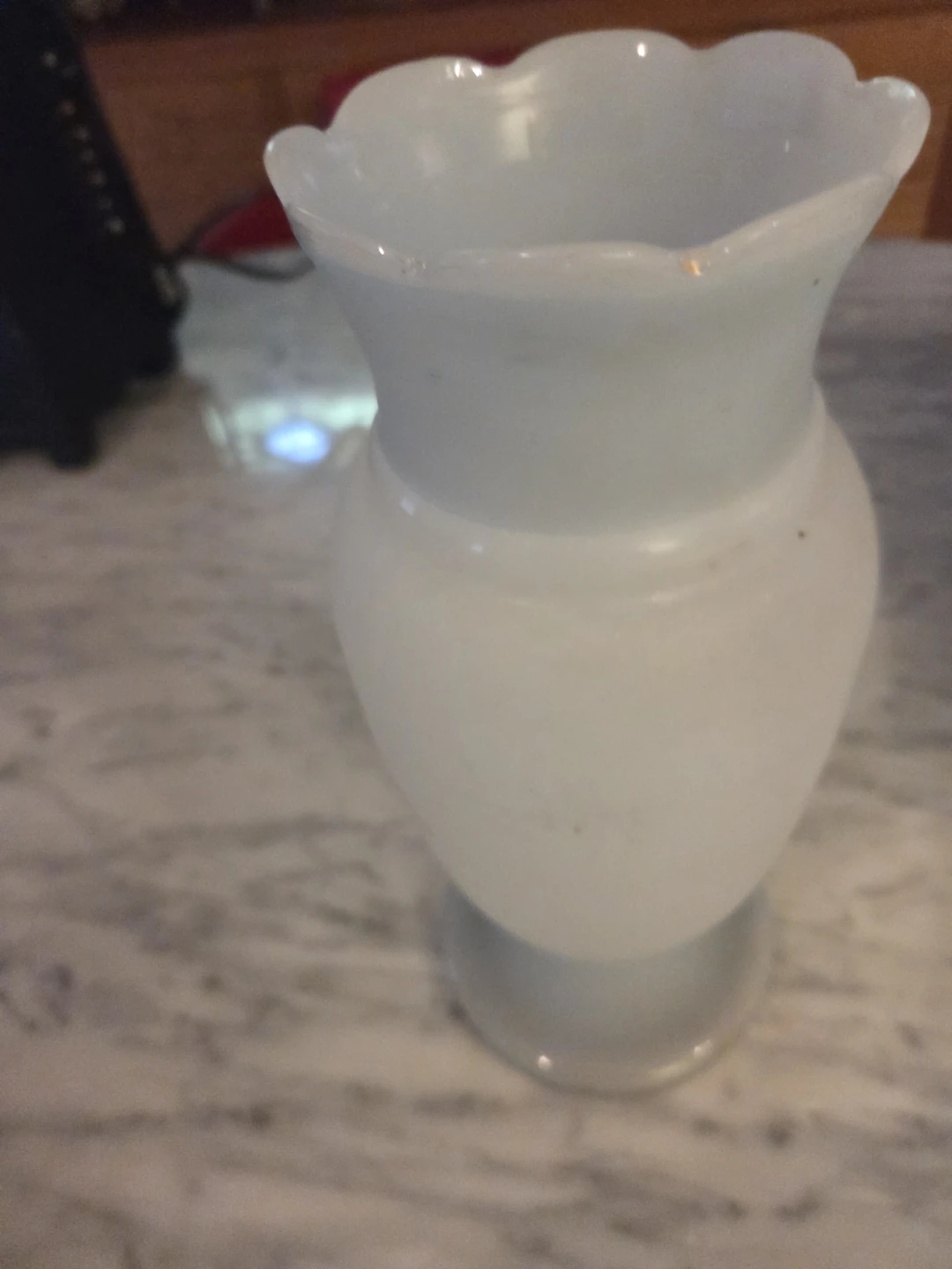 Pale Blue Opaque Glass Vase with Floral Design - photo 3