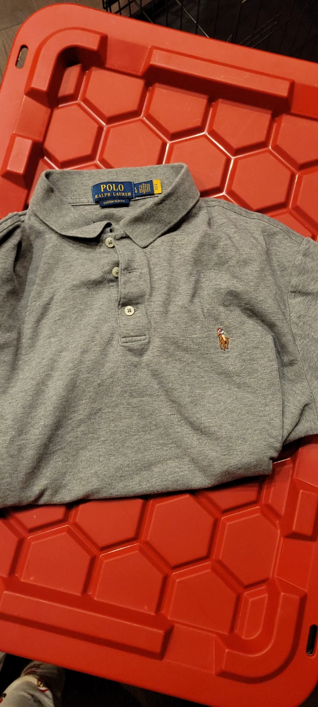 Polo Ralph Lauren Custom Slim Fit Grey Polo Shirt - Size L